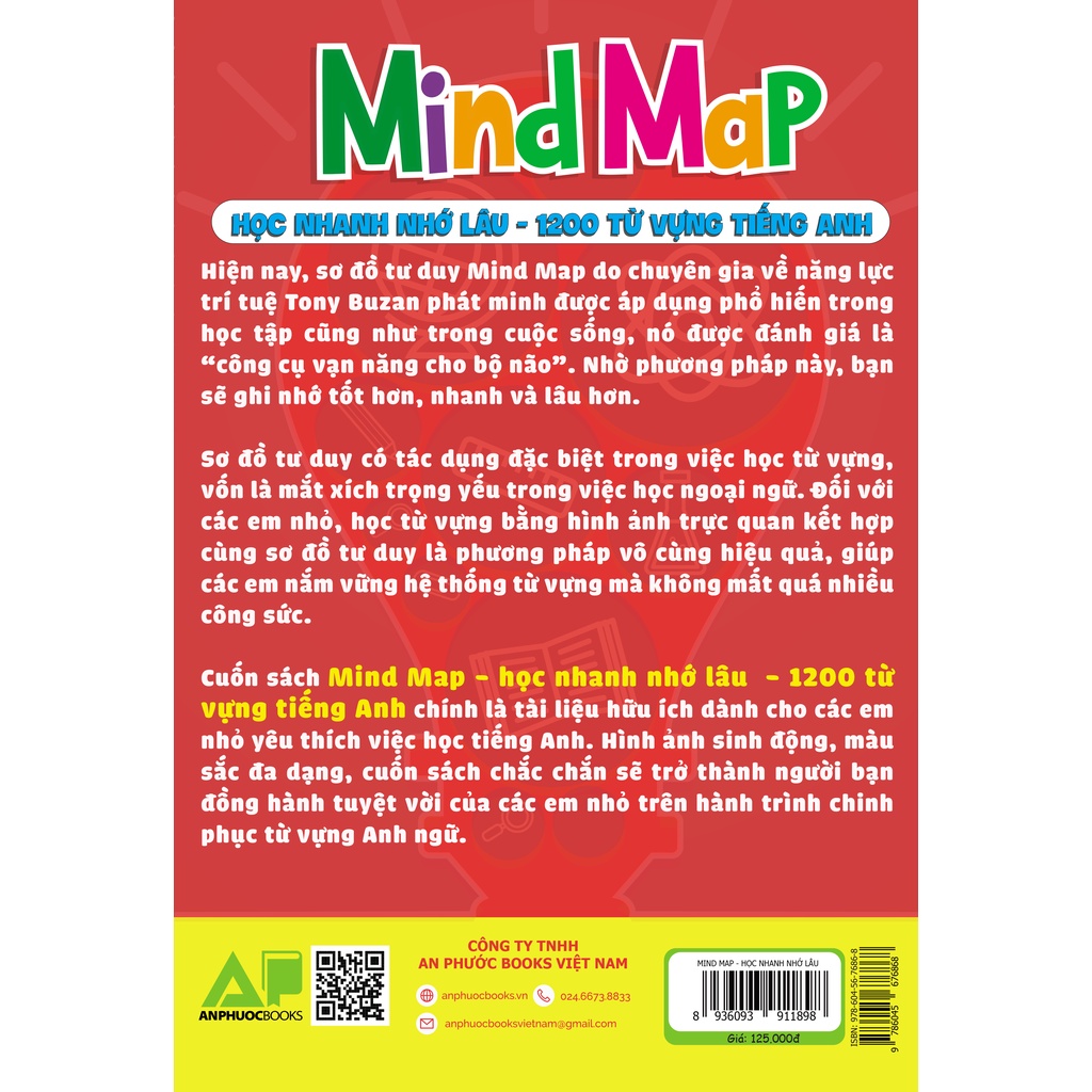 Sách - Học Tiếng Anh Cho bé - 1200 Từ Vựng TIếng Anh - Mind Map Học Nhanh, Nhớ Lâu - 35 Chủ Đề
