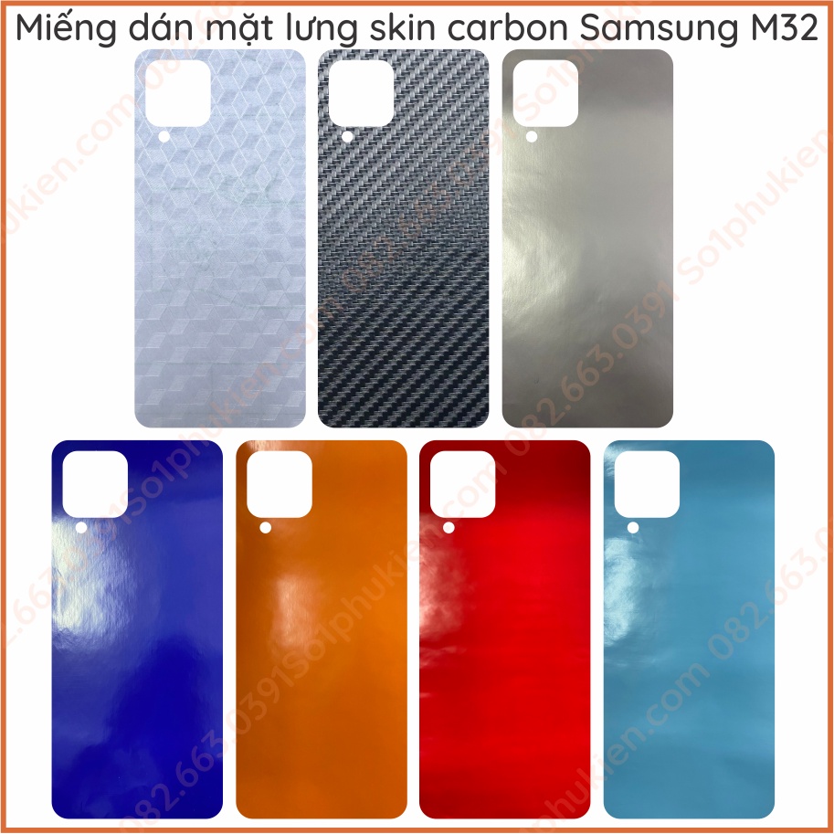 Miếng dán mặt lưng Samsung m32 skin carbon có nhiều màu để lựa chọn