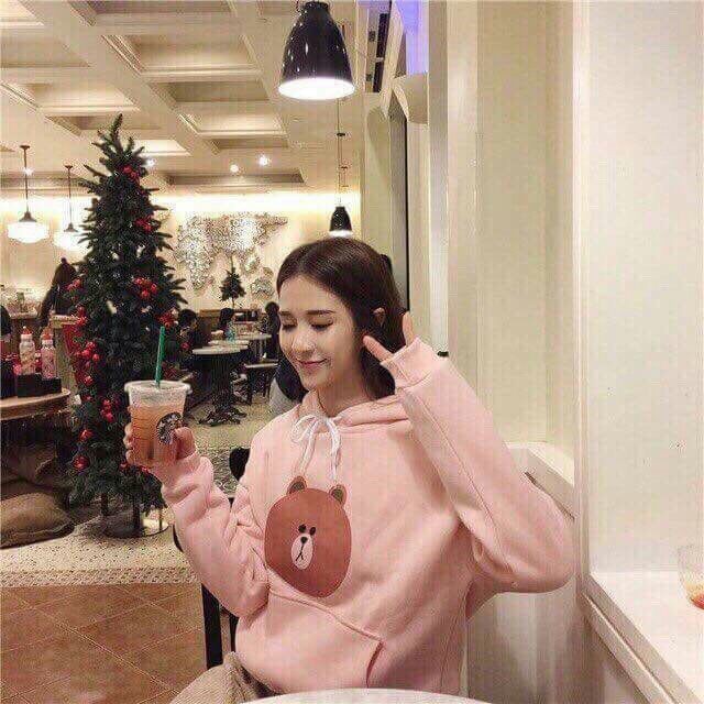 Áo hoodie, áo khoác nỉ thêu mặt gấu Line cute | BigBuy360 - bigbuy360.vn