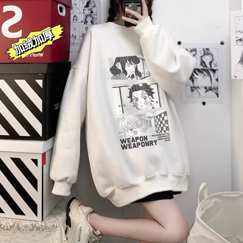 Áo Sweater Nỉ Bông Hoạ Tiết Tranh Hoạt Hình