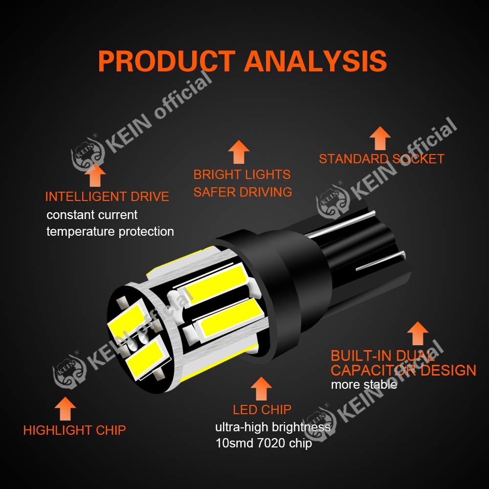 Đèn Led Tín Hiệu Ánh Sáng Trắng Xanh Dương T10 2021NEW W5W 194 168 501 10SMD 7020 Cho Xe Hơi Xe Máy