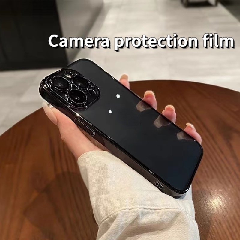 Ốp lưng iphone 14 13 12 11 pro max Màu tím - Ốp viền vuông -Tích hợp kính bảo vệ camera - Viền vuông mạ Màu Sang Trọng