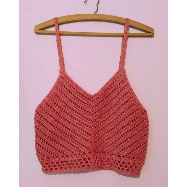 croptop handmade, croptop len móc, áo croptop