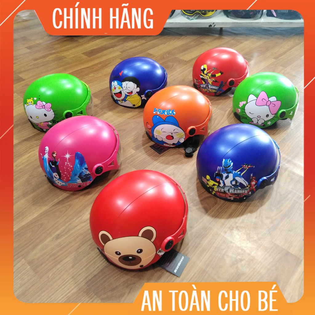 Mũ Bảo Hiểm 💖 Trẻ Em Có Kính Chống Tia UV Bảo Vệ Mắt - Bảo Hành 12 Tháng