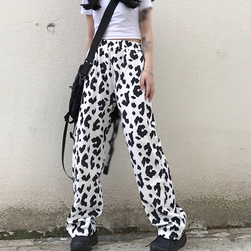 Quần Dài Ống Rộng Họa Tiết Bò Sữa Đen Trắng Cá Tính Thời Trang Cho Nữ | BigBuy360 - bigbuy360.vn