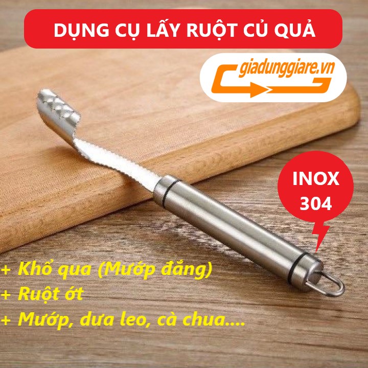 DỤNG CỤ LẤY RUỘT MƯỚP ĐẮNG hạt củ quả trái cây INOX 304 dùng lấy ruột khổ qua ớt mướp dưa leo - giadunggiare.vn