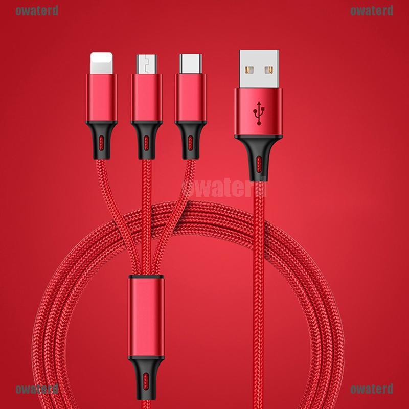 OPD 3 in 1 Multi Type-C Cable Micro USB Data Sync Fast Charging for iPhone Android