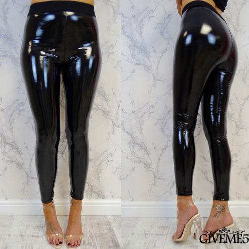 Quần legging da bóng dài lưng cao thời trang cho nữ