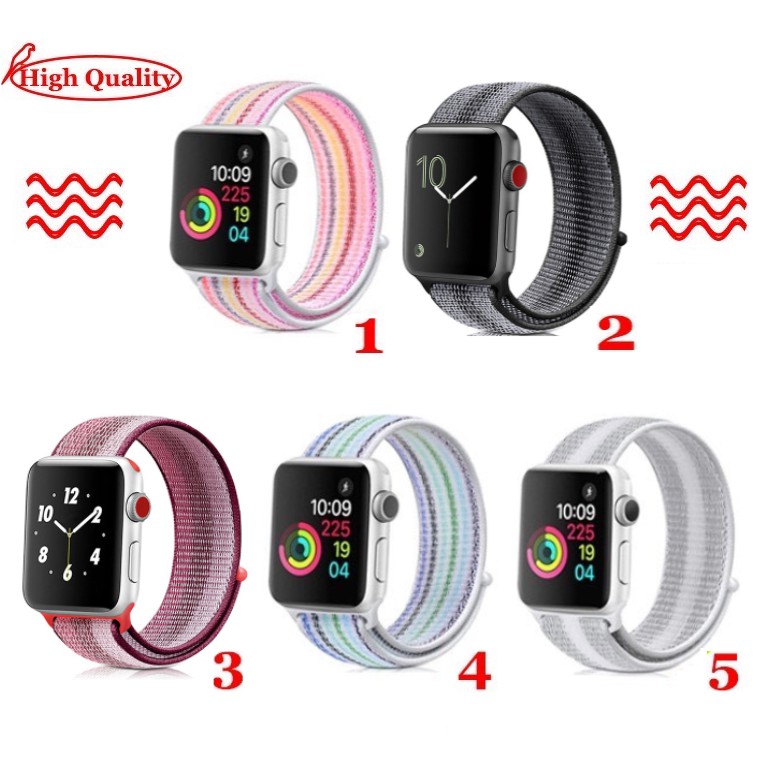 Dây Nylon Sọc Cao Cấp Apple Watch Series 7/6/5/SE/4/3/2/1 Size 38-40-41-42-44-45