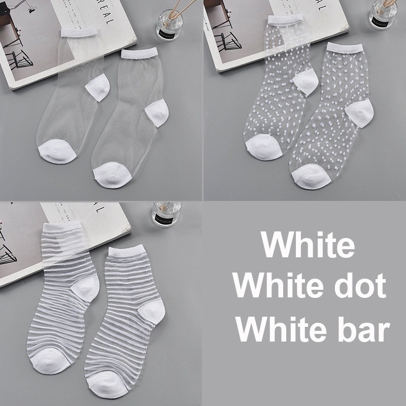 Set 3 đôi vớ TAKETALK ren lụa xuyên thấu co giãn thời trang mùa hè xinh xắn dành cho nữ