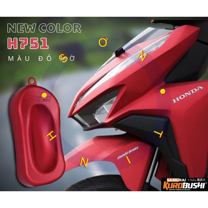 Sơn Xịt Samurai Màu H751 - màu Đỏ Mờ (phải phủ bóng mờ 128A)