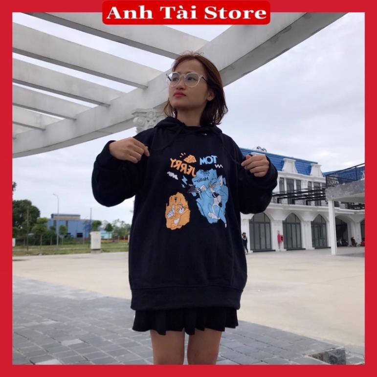 Áo nỉ hoodie nam nữ in hình mèo tom and jerly fom unisex oversize đến 67kg có nũ  phong cách Hàn Quốc AT 9112 | BigBuy360 - bigbuy360.vn