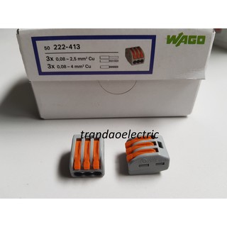 Đầu nối dây điện 3 dây 4.0mm2 32A WAGO CLASSIC 222-413