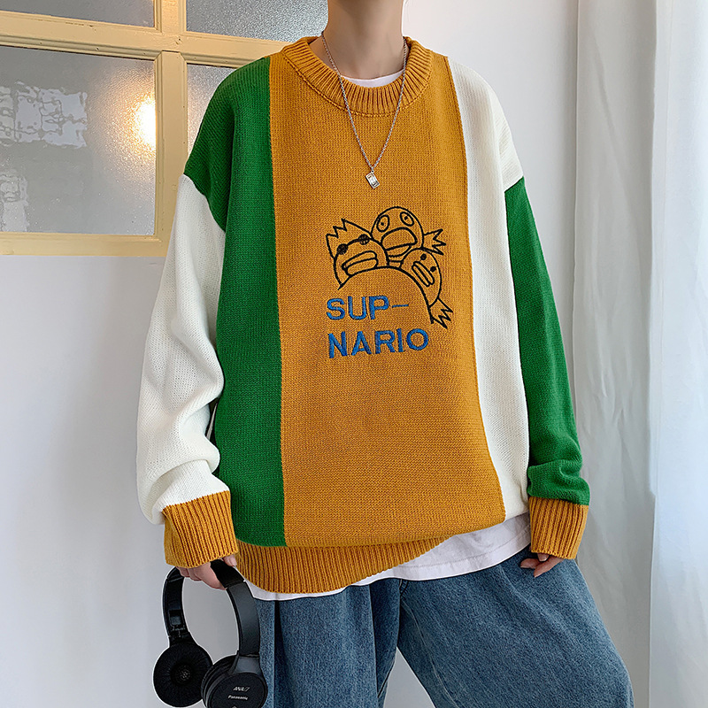 Áo Sweater Cổ Tròn Dáng Rộng Màu Sắc Trẻ Trung Phong Cách Hàn Quốc Cho Nam | BigBuy360 - bigbuy360.vn