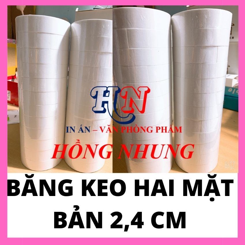 12 Cuộn Băng Keo Hai Mặt, Bản Rộng 2.4 P, Băng Keo 2 Mặt Siêu Dính