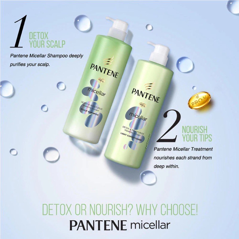 Dầu Xả Pantene Micellar Light Conditioner Làm Sạch Và Dưỡng Ẩm Chiết Xuất Hoa Súng 530ml