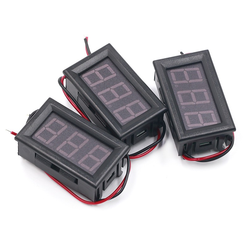 Đồng hồ đo điện áp kỹ thuật số DC 4.5V-30V hai dây màn hình LED màu xanh dương / đỏ / xanh lá 0.56 inch