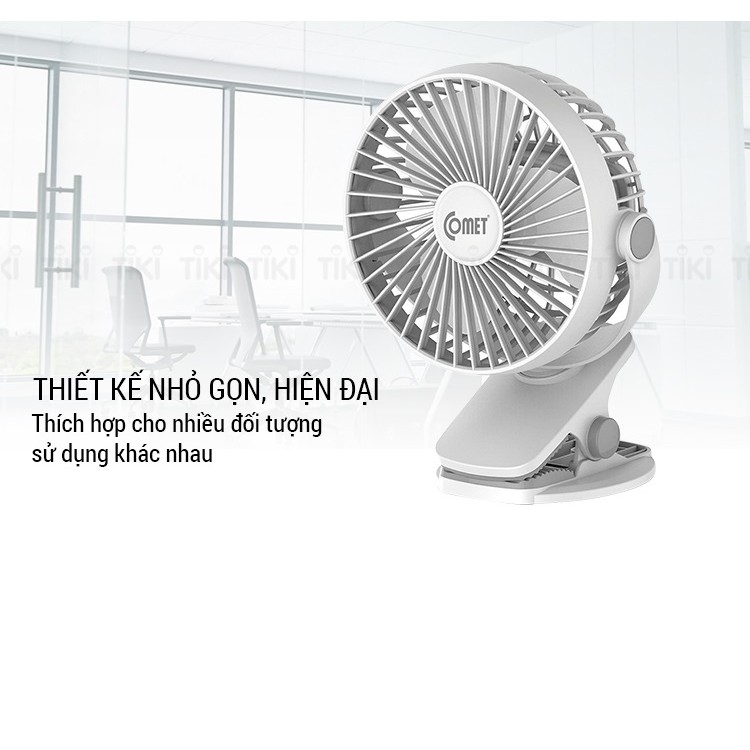 Quạt Sạc Tích Điện Kẹp Bàn với 3 tốc độ gió Sạc USB Pin 1800MAH chạy liên tục 5 giờ dùng cho văn phòng ký túc xá