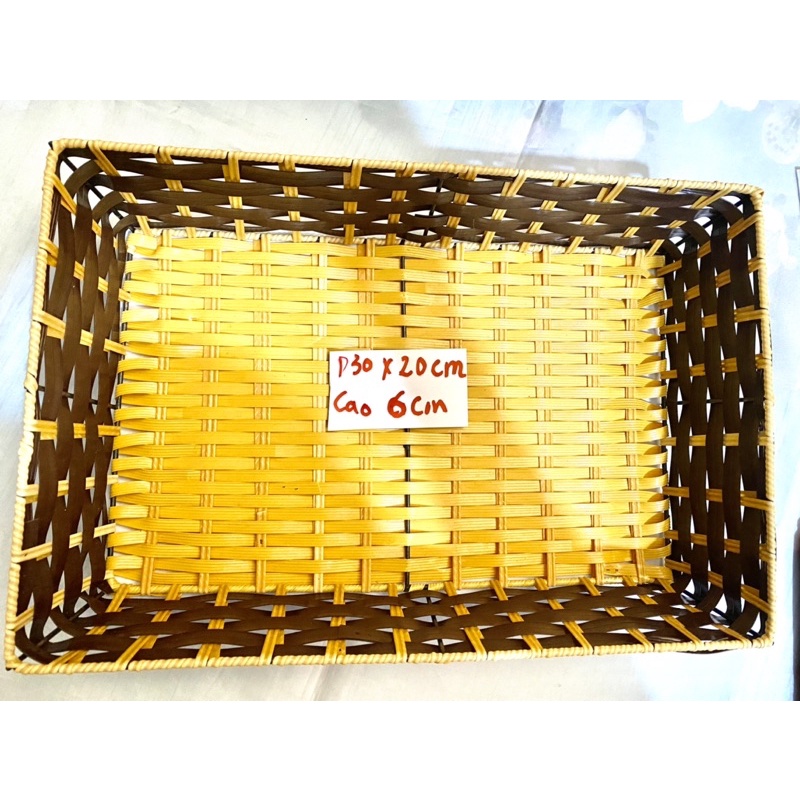 Rổ giả mây Chữ Nhật Nhựa Giả Mây Thành Vát Đựng Hoa Quả Bánh Kẹo Đồ Dùng Tiện Lợi HUYNA MART NC02