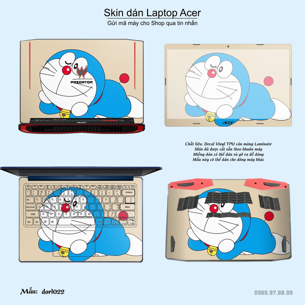 Skin dán Laptop Acer in hình Doraemon (inbox mã máy cho Shop)