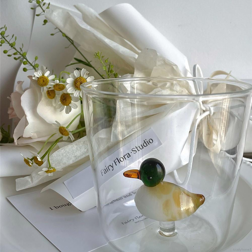 Cốc thủy tinh borosilicate in hình động vật 3D dùng khi uống nước ép/ cà phê/ bia/ sữa dùng trong văn phòng và nhà hàng