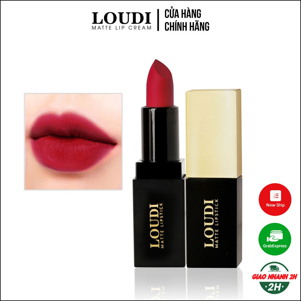 Son sáp lì màu đỏ cherry 3.5g Loudi LDS09ĐC chính hãng