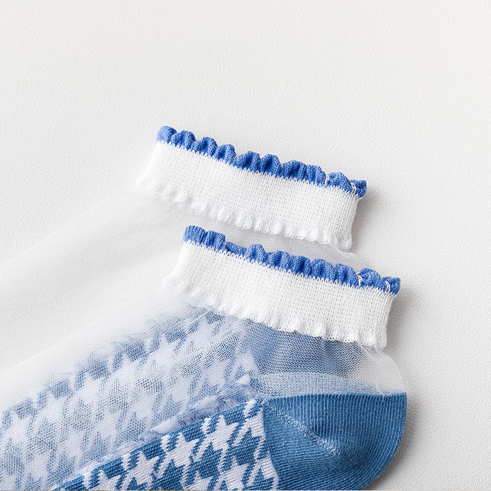 Vớ Nữ Siêu Mỏng Kẻ Sọc Thêu Hình Động Vật Dễ Thương