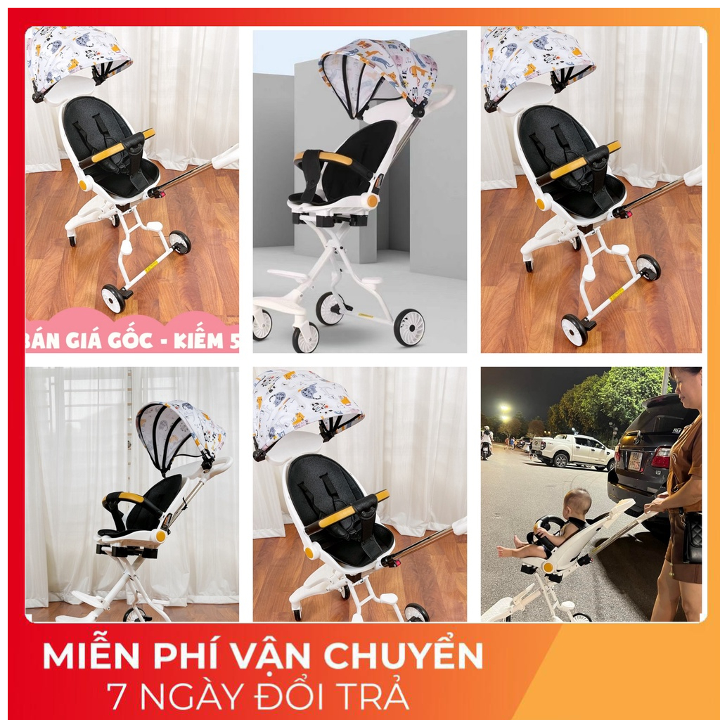 Xe Đẩy NGẢ SÂU 360 - MBaobaohao 520- 2 Chiều 4 Tư Thế Cho Bé. Xe Đẩy du lịch CÓ ĐỆM