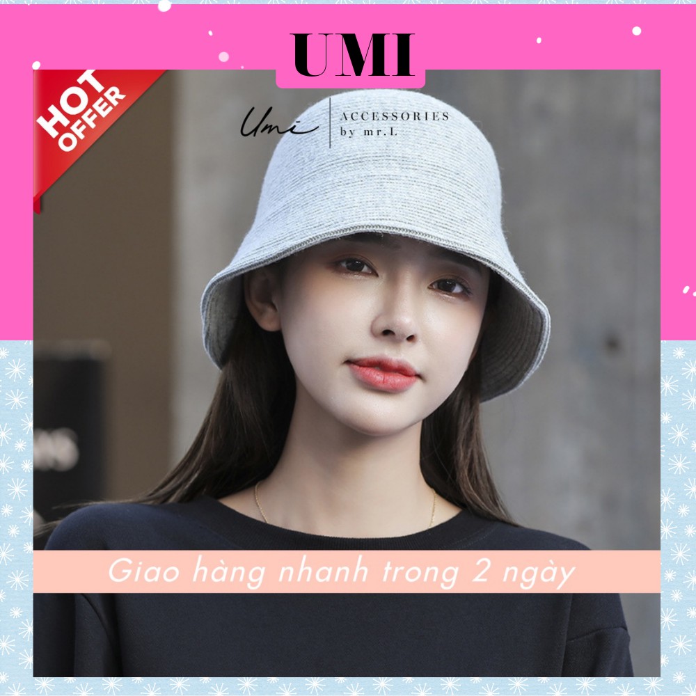 Mũ Bucket Nữ Vải Len Trơn Nhiều Màu Sắc Phong Cách Hàn Quốc Thanh Lịch UMI MU01