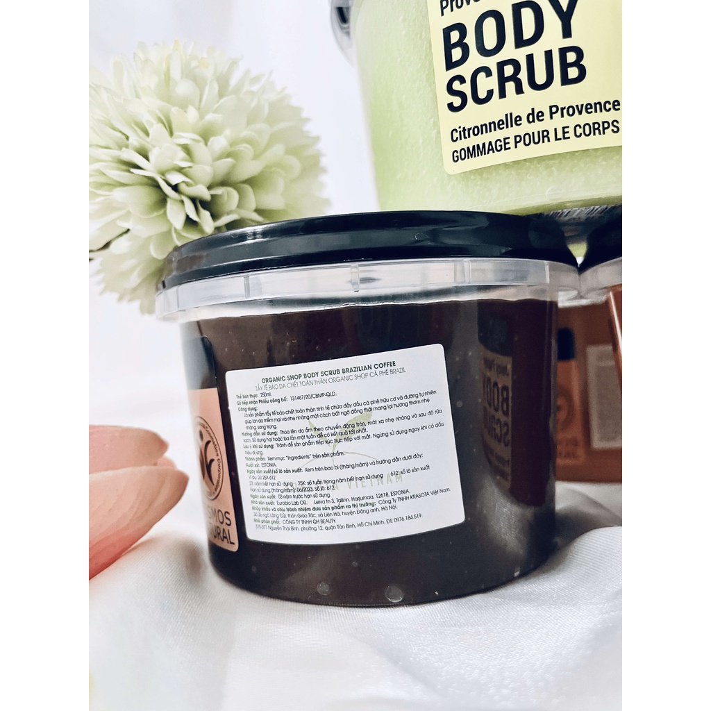 Tẩy Da Chết Body Organic Shop Chính Hãng Dưỡng Ẩm Phục Hồi Da Mịn Màng Tẩy Tế Bào Chết Toàn Thân Body Scrub Coffee Dezy