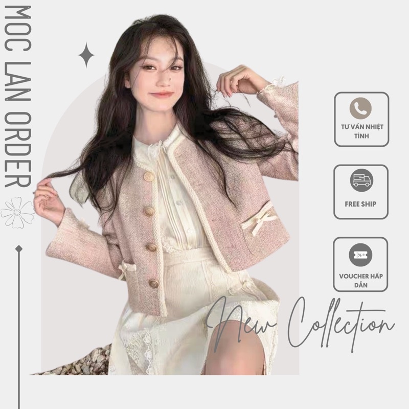 (MộcLan ORDER) Set áo dạ váy ngắn xòe bồng cho nữ hàng quảng châu -hàng chuẩn không phai hàng xưởng may lại