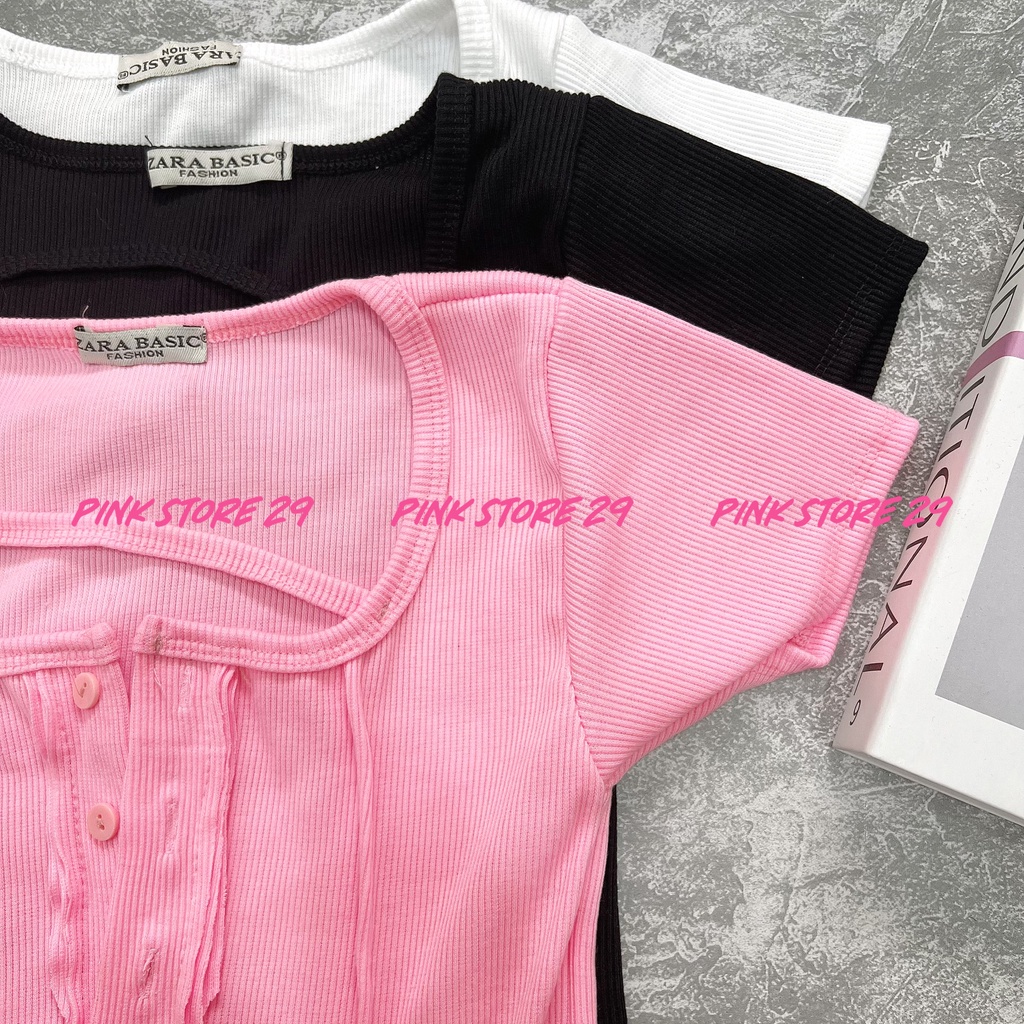 Áo Croptop Ôm Body Tay Ngắn Gân Nổi alohashop91