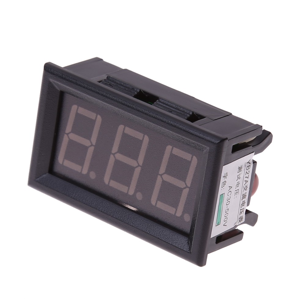Vôn kế điện tử AC 30-500V có 2 dây điện đèn LED màu xanh dương cao cấp