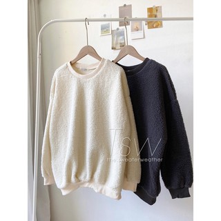 Áo sweater cổ tròn lông cừu