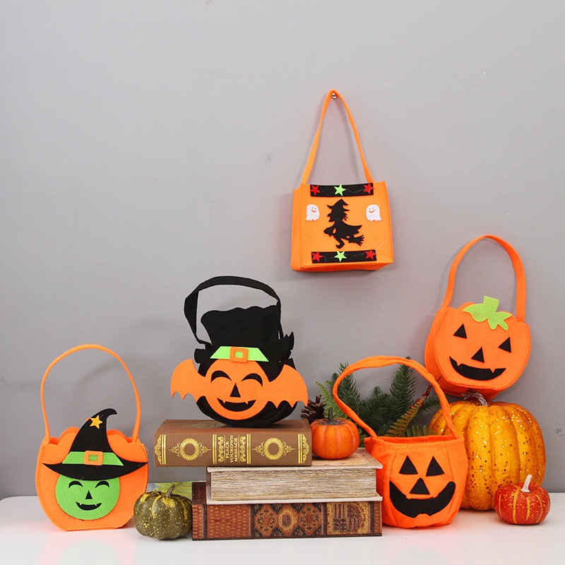 Túi Xách Tay Bí Ngô cho Trẻ Em Nỉ Halloween