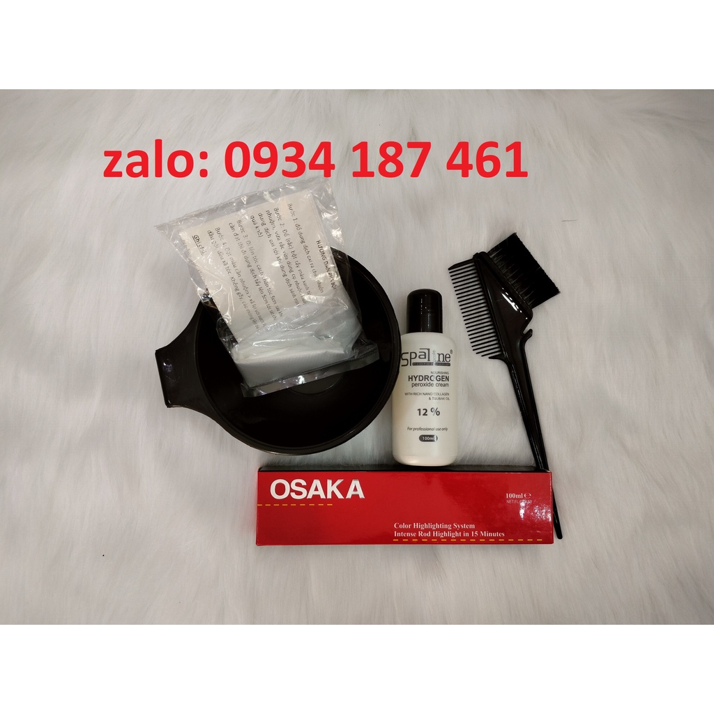 Combo màu nhuộm Osaka+100ml oxy+chén+lược+bao tay và hướng dẫn sử dụng