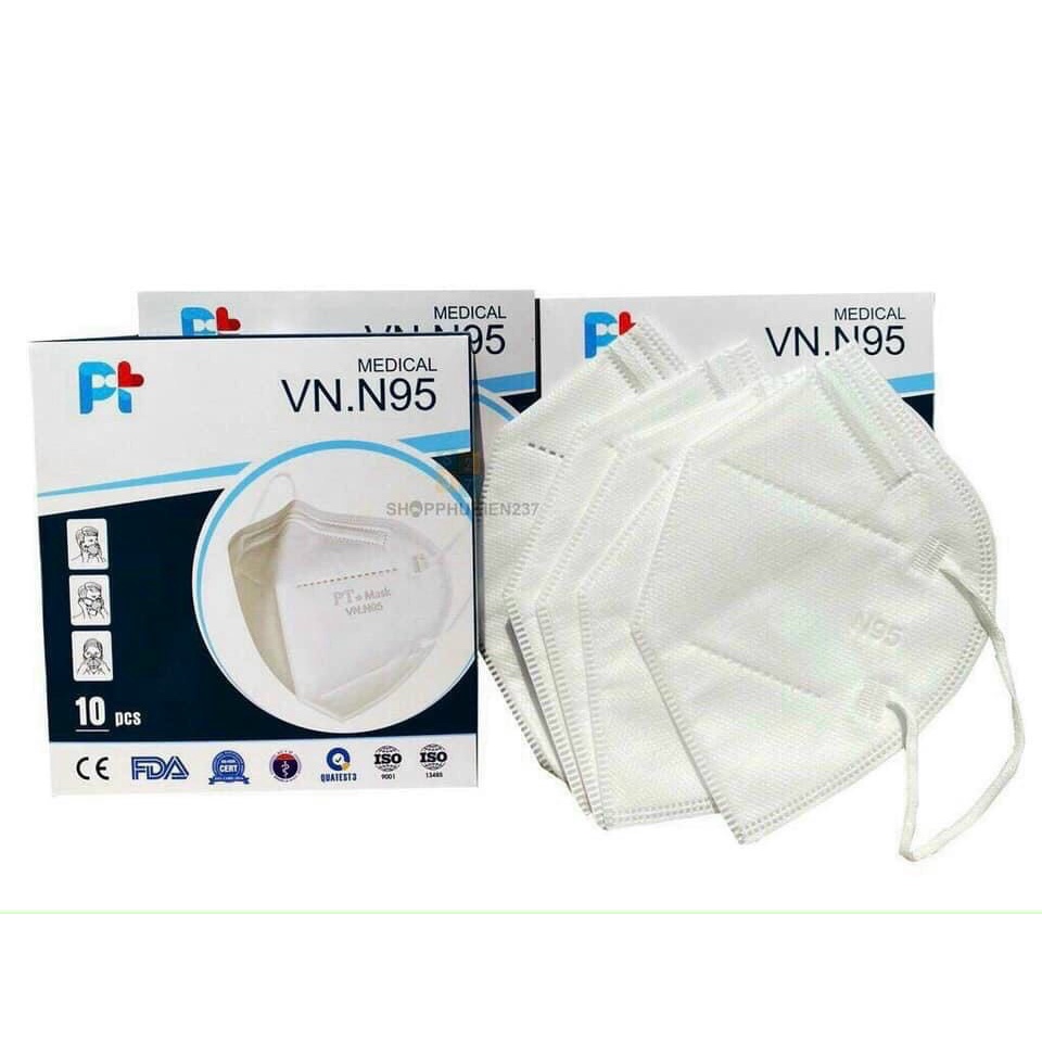 Khẩu trang N95 PT 4 lớp chính hãng công nghệ nhật bản chống bụi siêu mịn hộp 10 cái- Tân Bình