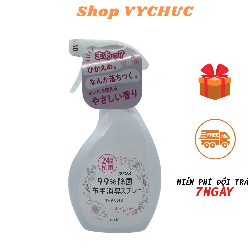 Xịt thơm quần áo kháng khuẩn nhật bản hương hoa 380ml, lưu hương, bảo vệ 24 giờ