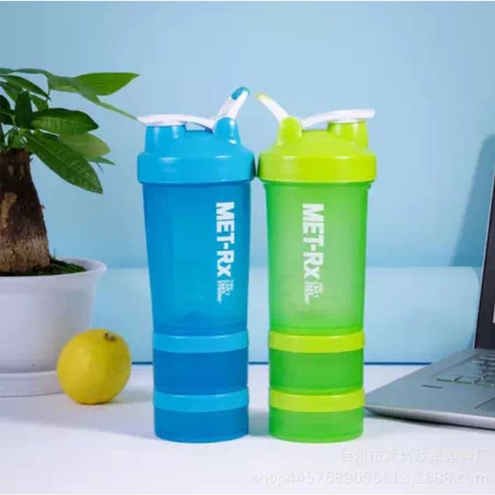Bình Nước Tập Gym ⚡FREE SHIP⚡ Tập Thể Thao 3 Ngăn MET-RX
