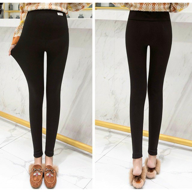 Quần legging bầu bozip Hàn tag bụng, vải đẹp