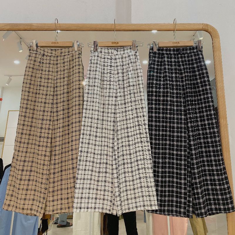 Quần Culottes ống rộng kẻ sọc ( có chun lưng )