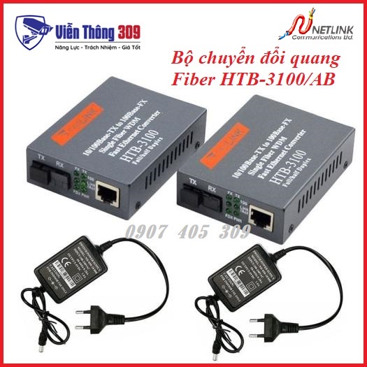 Bộ chuyển đổi quang điện Netlink 1 sợi tốc độ 10/100Mb Single Fiber HTB-3100/AB