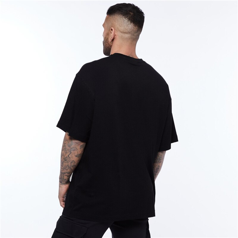 Áo thun thể thao tay ngắn dáng ôm phối lưới thoáng khí thời trang dành cho nam