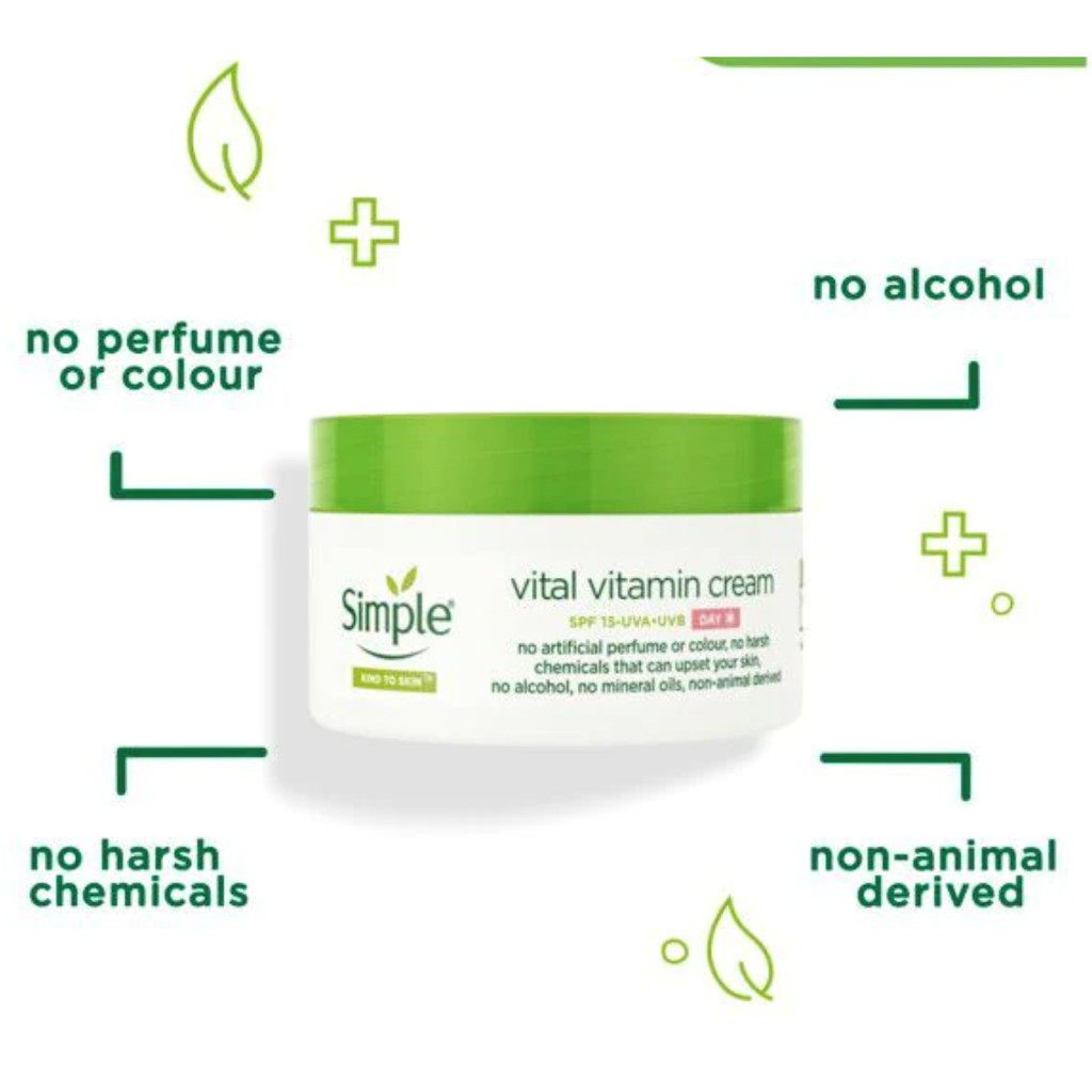 KEM DƯỠNG BAN NGÀY SIMPLE KIND TO SKIN VITAL VITAMIN DAY CREAM SPF 15 UVA/UVB