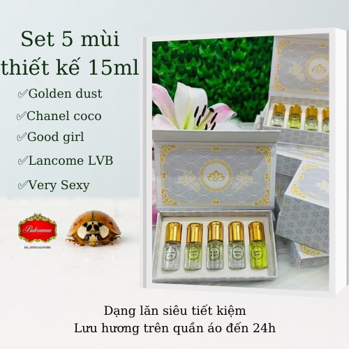Tinh Dầu Nước Hoa Thiết Kế 5 Mùi Mini Dubai - Lưu Hương Trên Quần Áo Đến 24h Được Yêu Thích Nhất