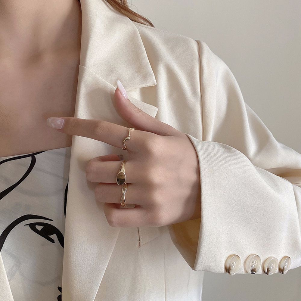 Set 3 Nhẫn Đeo Ngón Tay Thời Trang Phong Cách Hip Hop Hàn Quốc Cho Nữ 2021