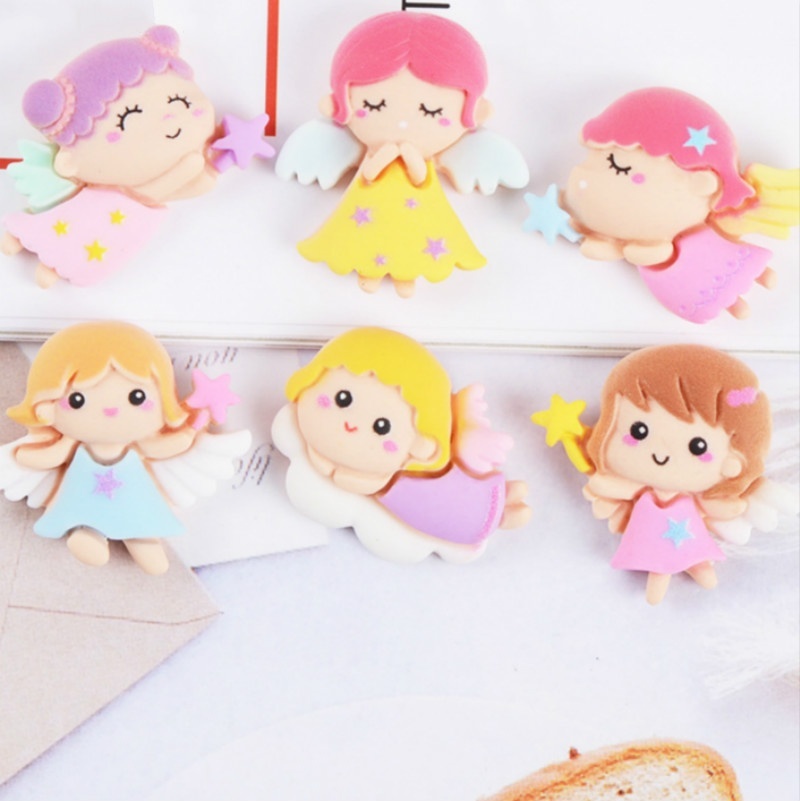 Set 10 Miếng Nhựa Phẳng Hình Thiên Thần Dễ Thương Trang Trí Cài Tóc