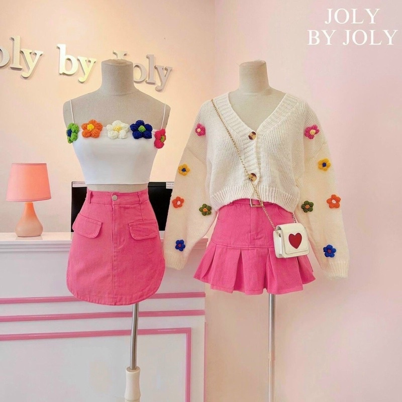 Áo cadigan crotop hoạ tiết hoa xinh xắn chất len mỏng mịn freesize boong_clothing