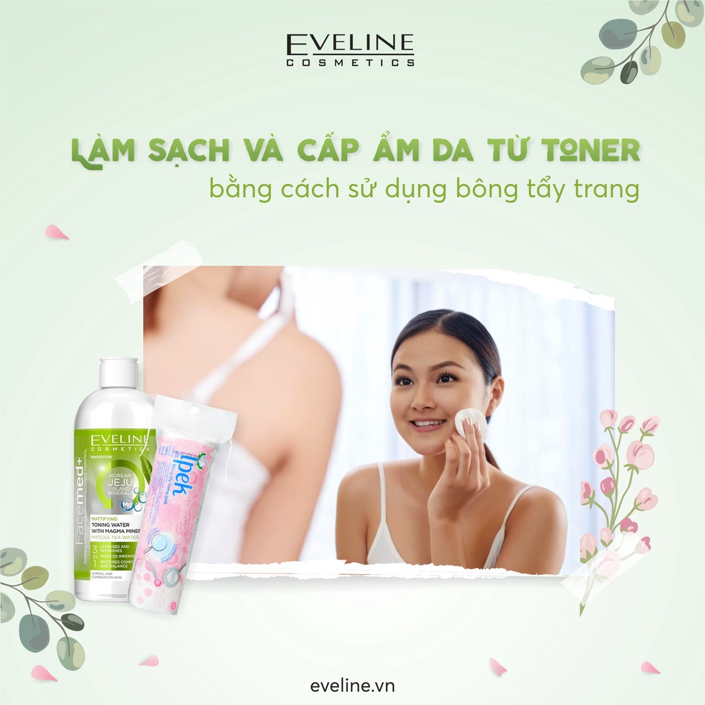 Nước Hoa Hồng EVELINE Chiết Xuất Trà Matcha 400ml Toning Water With Magma Mineral Matcha Tea Water