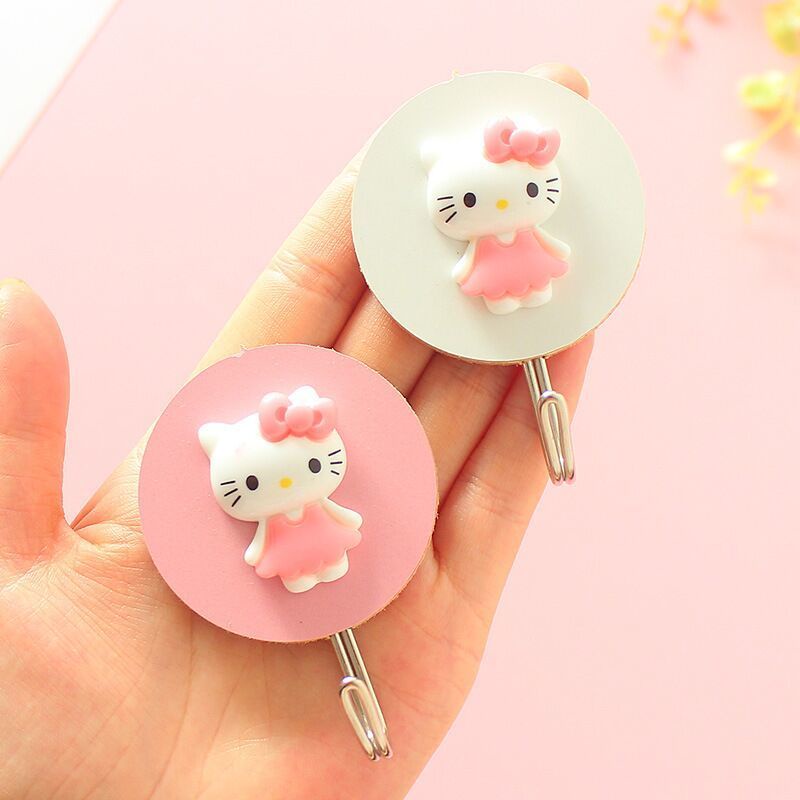 [Hàng Có Sẵn] Móc Treo Đồ Gắn Tường / Cửa Ra Vào Bằng Gỗ Siêu Viscose Hoạt Hình Hello Kitty Đáng Yêu Sáng Tạo Không Cần Khoan Lỗ